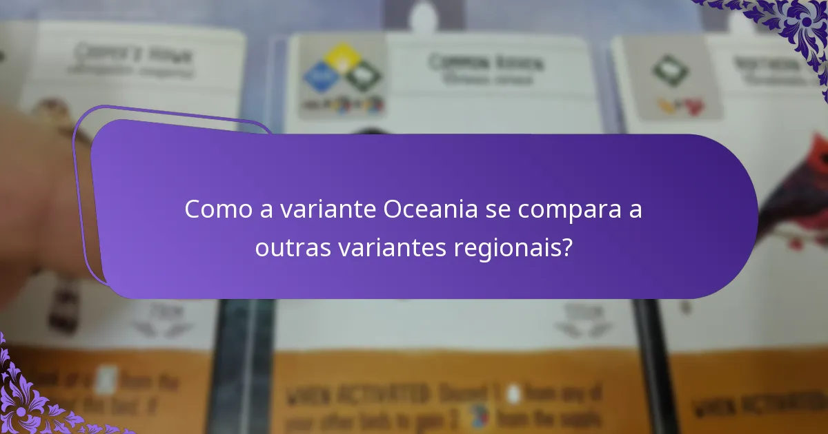 Quais ajustes nas regras são necessários para a variante Oceania?